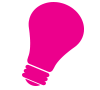 Icon of a lightbulb in pink